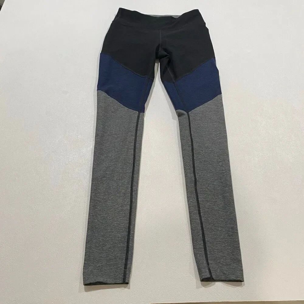 Outdoor Voices Colorblock Leggings Black Blue Gray Size Small High Rise